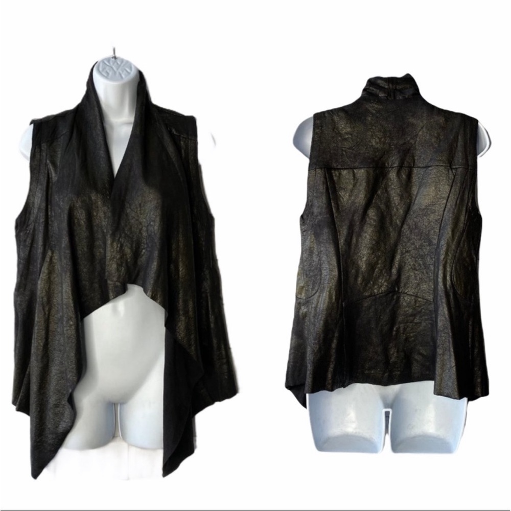 Black Bagatelle Waterfall Leather Vest